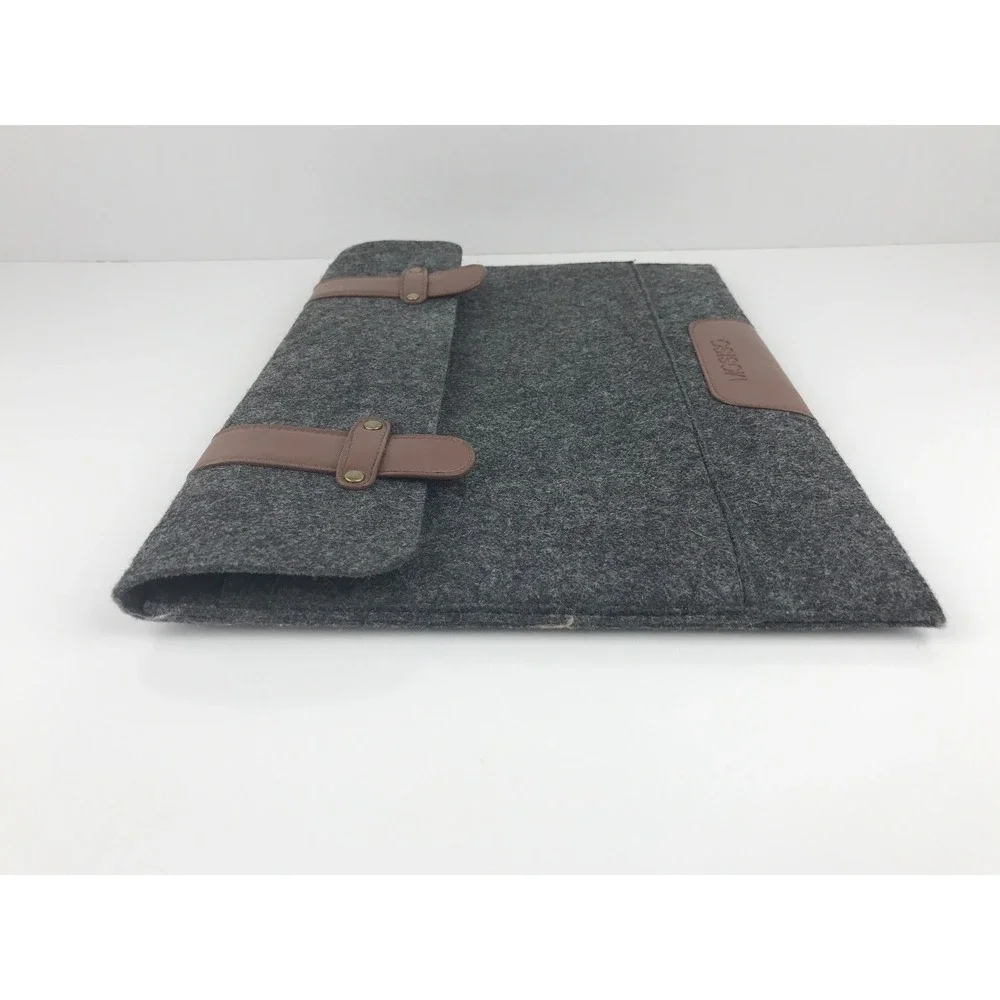 MOSISO Laptop Sleeve Case Felt Gray w/ Brown Faux‎ Leather Accents Tablet Cover